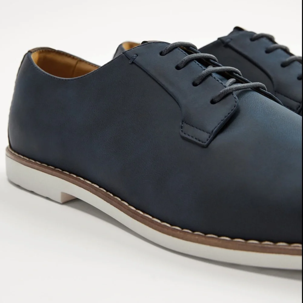 NWOT-Zara LACE-UP NAVY SHOES. EU 40.  Men US 7